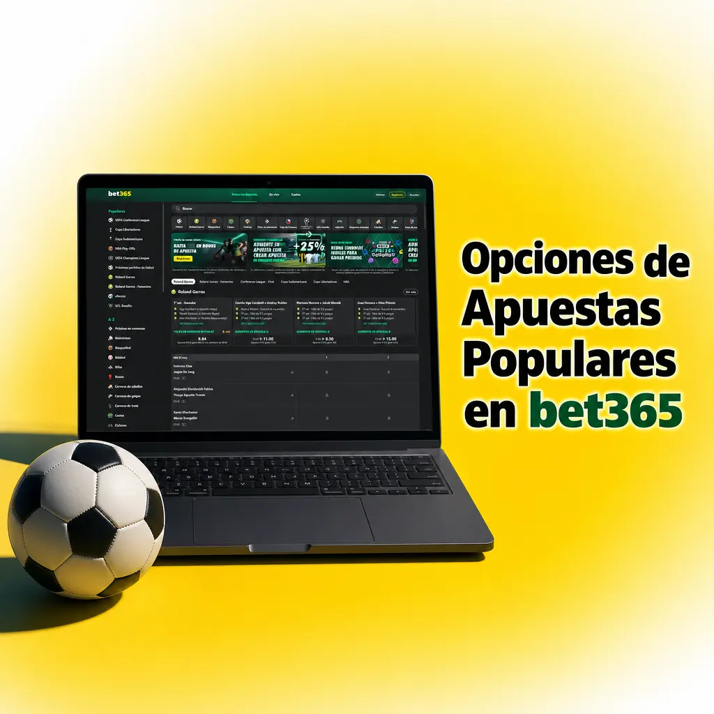 Pantalla de opciones de apuestas de bet365
