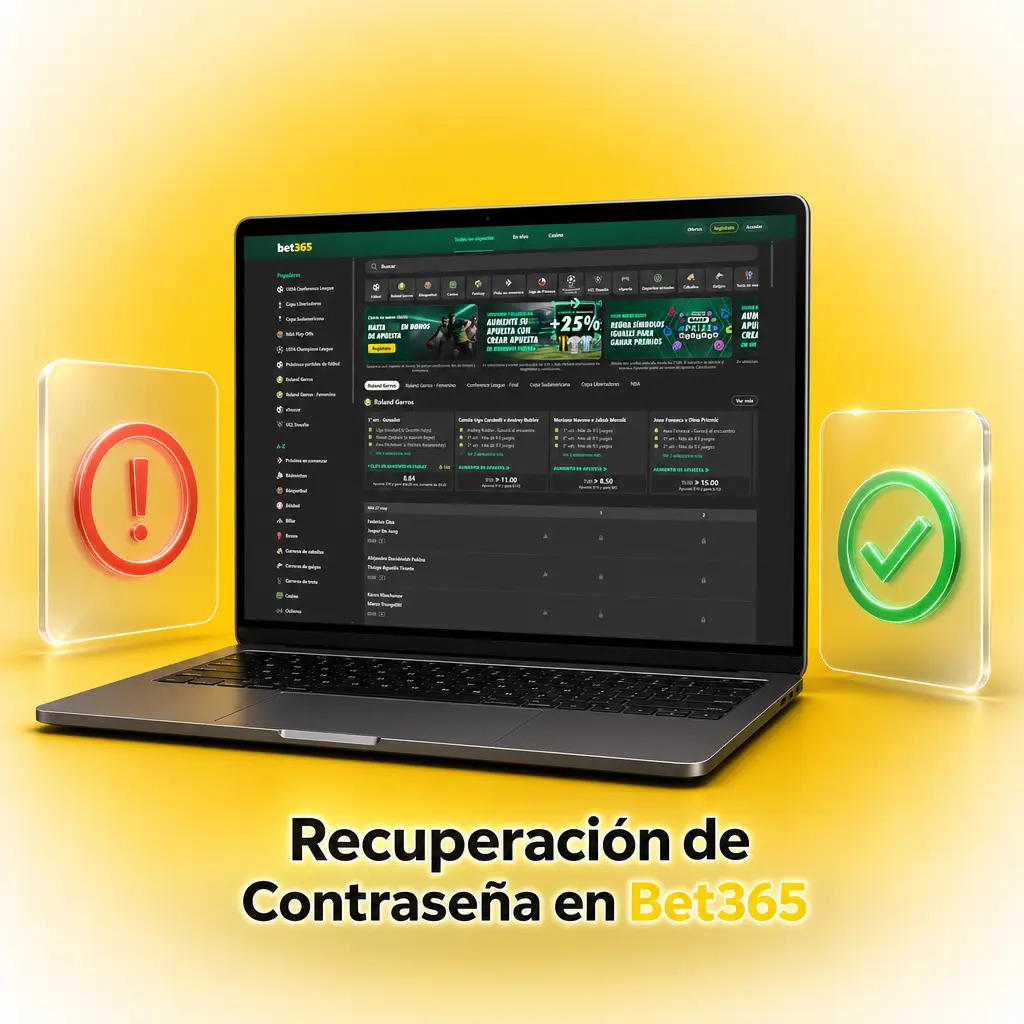 Pantalla de recuperación de contraseña de Bet365
